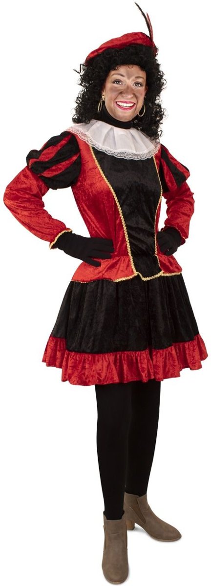 Zwarte Piet Kostuum | Piet Jurkje Met Petticoat Rood Vrouw | Extra Small | Carnaval kostuum | Verkleedkleding